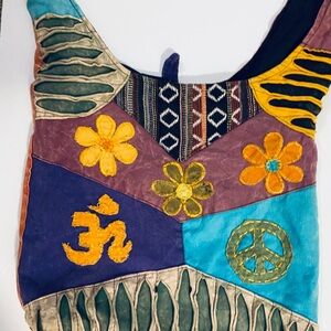 Boho Style Fabric & Patchwork Crossbody With Om
